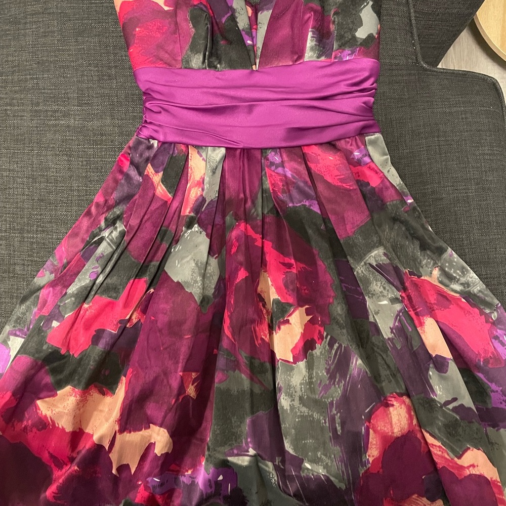 Multi color dress, fit and flare style, worn once